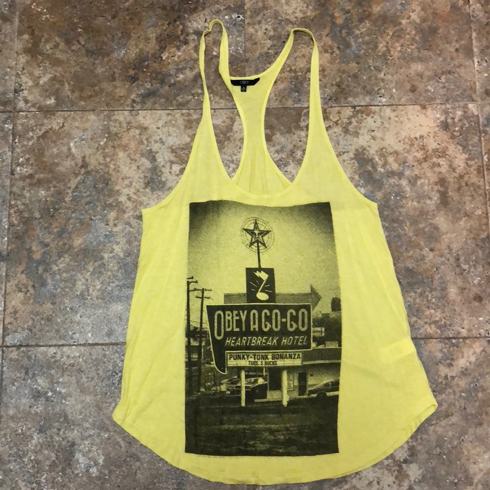Yellow Obey Racerback